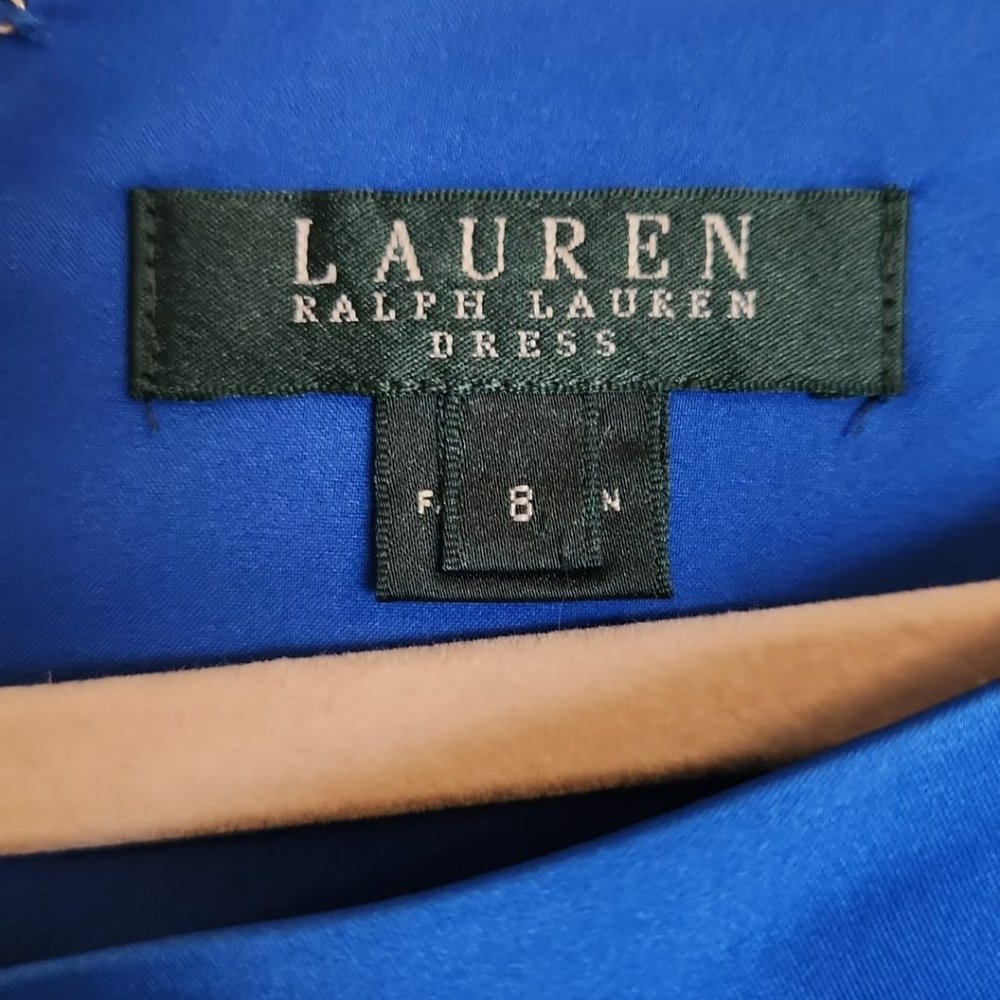 Size 8 Lauren by Ralph Lauren Blue Dress- so flattering! Elegant and versatile - Picture 2 of 4